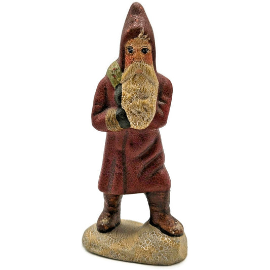 Vaillancourt Striding Belsnickel With Bag Folk Art Chalkware Christmas Figurine