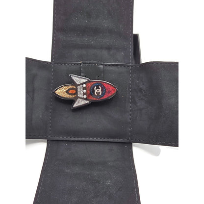 Chanel Rocket Brooch 17S A89416 Space Ship Pin Black Red Grey Glitter Rare Resin
