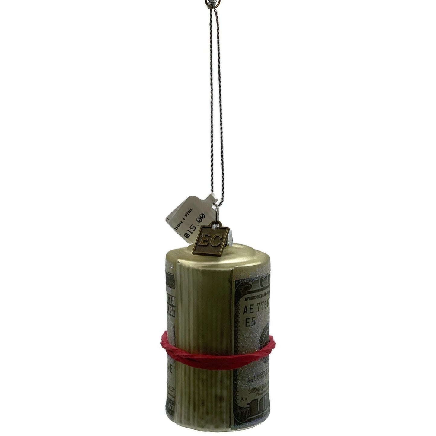 $100 Dollar Bills Money Cash Ornament Glass Benjamin Franklin Christmas Decor