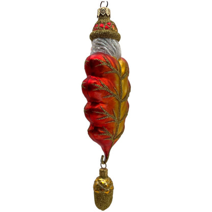 Patricia Breen Oak Leaf Santa Orange Matte Fall Autumn Christmas Ornament NM