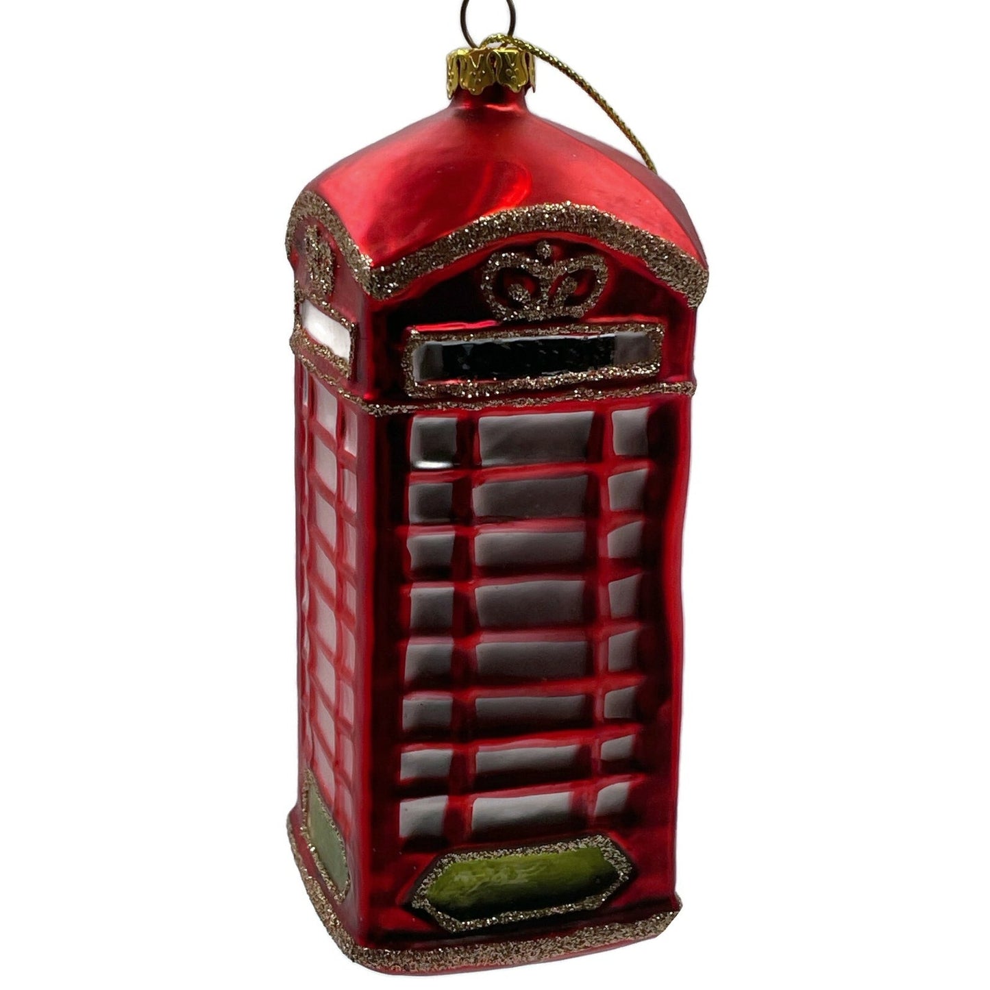 London Phone Booth Ornament Red Blown Glass Christmas Holiday Tree Decoration