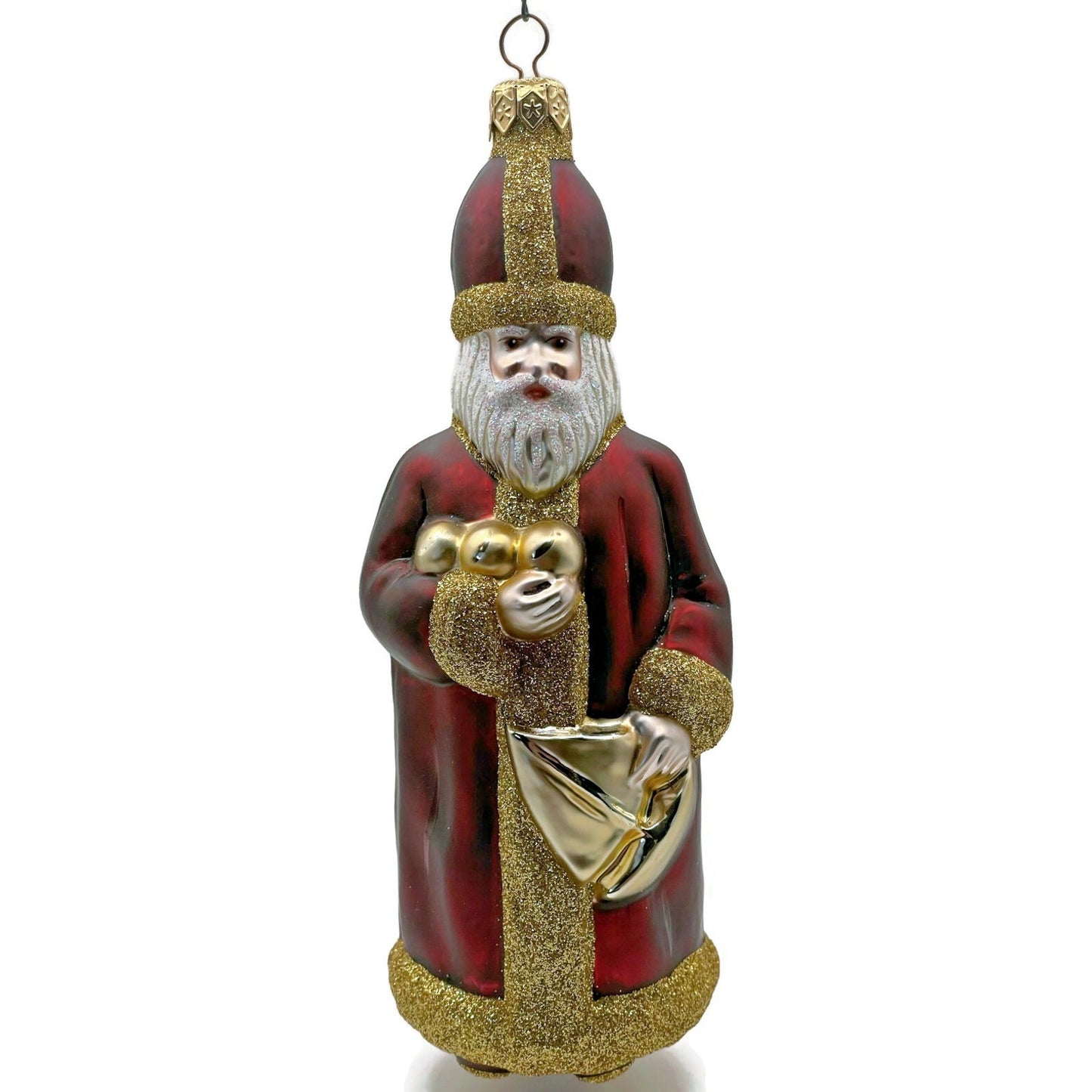 Patricia Breen Saint Nicholas Bordeaux Gold Glitter Christmas Tree Ornament