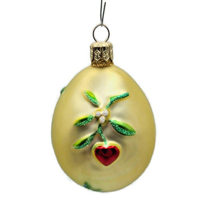 Patricia Breen Mistletoe Egg Gold Matte Heart Christmas Holiday Tree Ornament