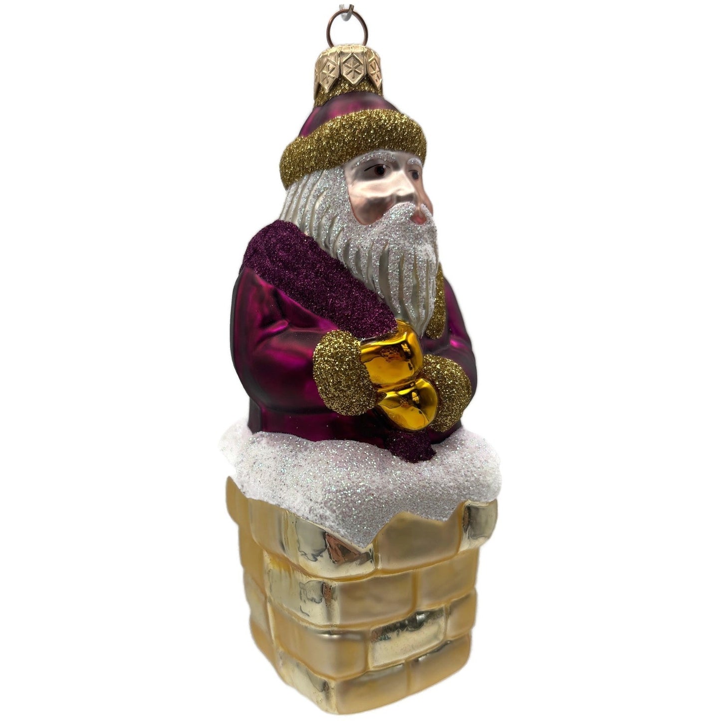 Patricia Breen Here Comes Santa Claus Fuchsia Gold Christmas Tree Ornament