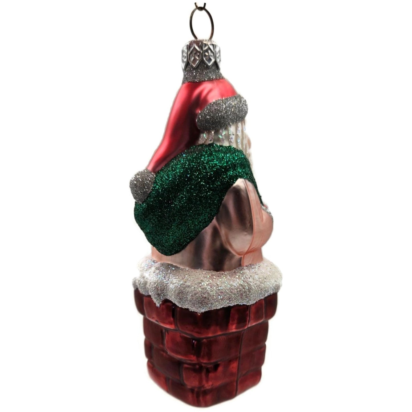 Patricia Breen Here Comes Santa Claus Pink Chimney Green Bag Christmas Ornament