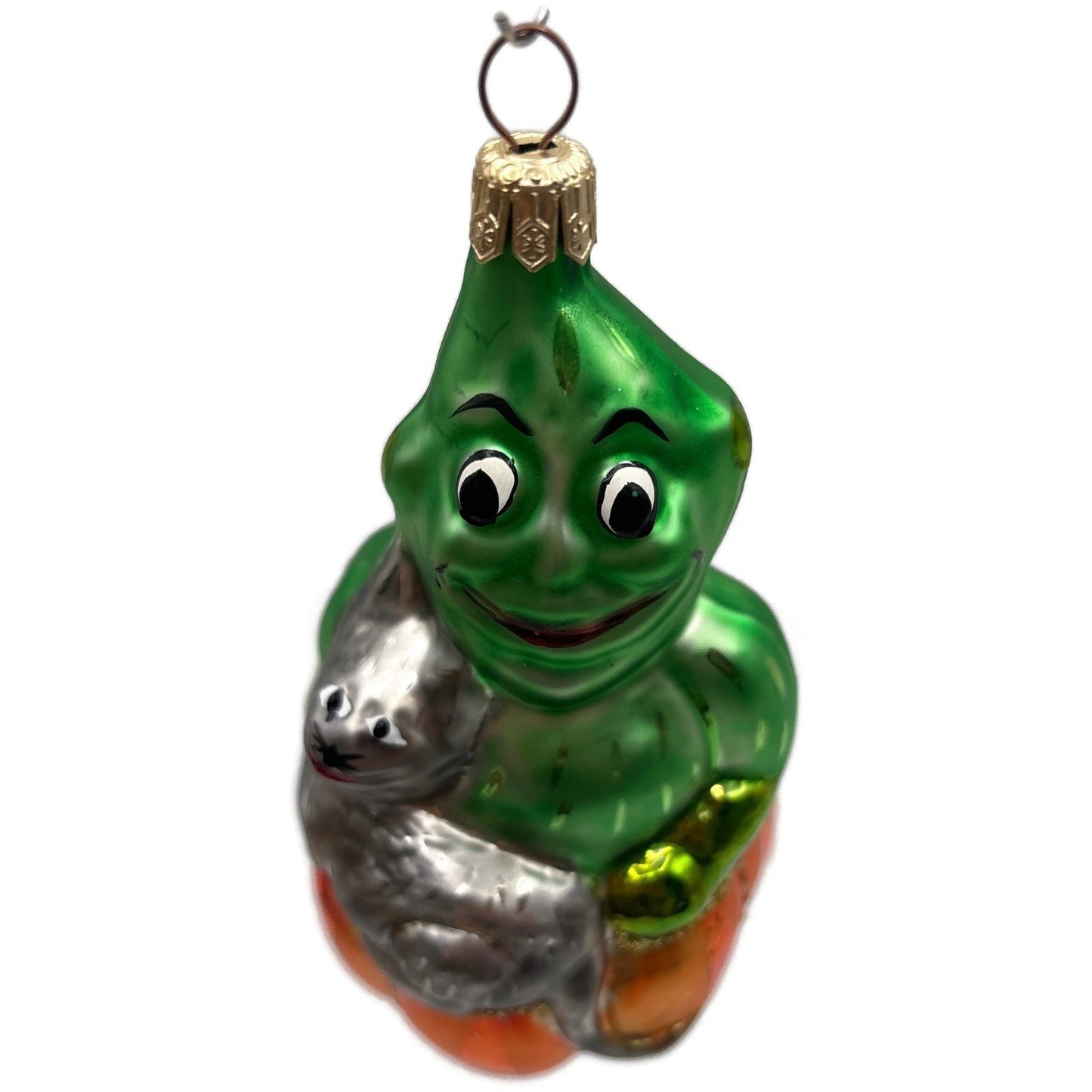 Christopher Radko Halloween Green Ghost Cat Pumpkin Glitter Christmas Ornament