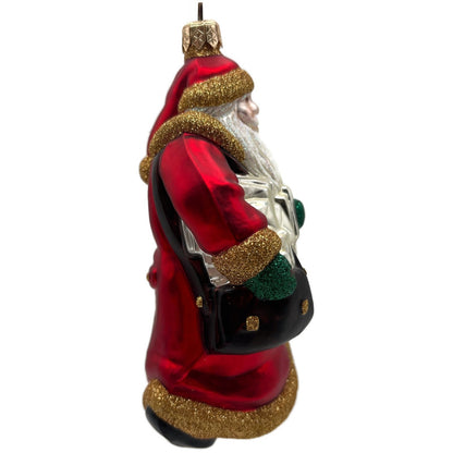Patricia Breen Through The Rain and Snow Red Matte Santa Christmas Tree Ornament