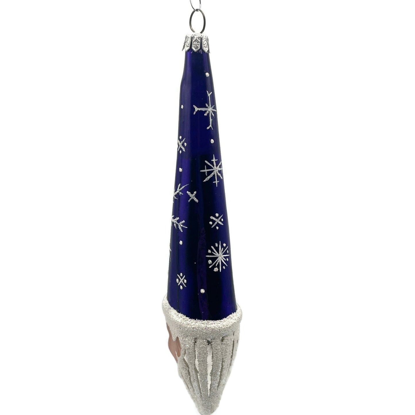 Patricia Breen Winter Wizard Purple Santa Head Snowflakes Christmas Ornament