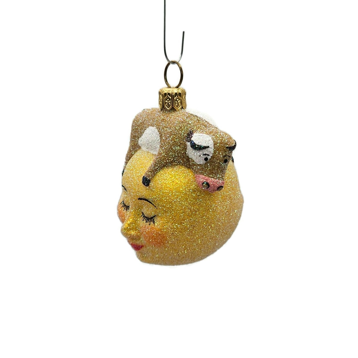 Patricia Breen Miniature The Cow Jumped Over The Moon Yellow Christmas Ornament