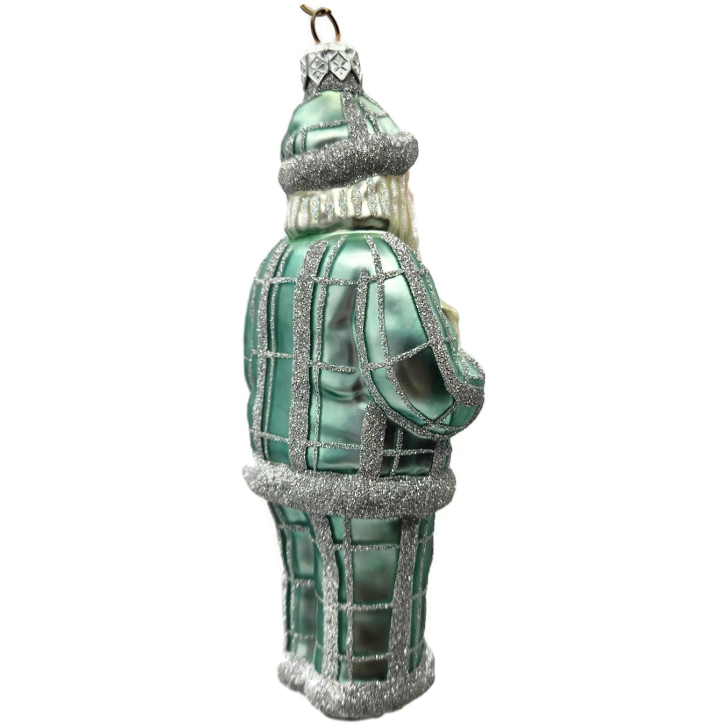 Patricia Breen Ring In The New Blue Silver Plaid Santa Christmas Tree Ornament