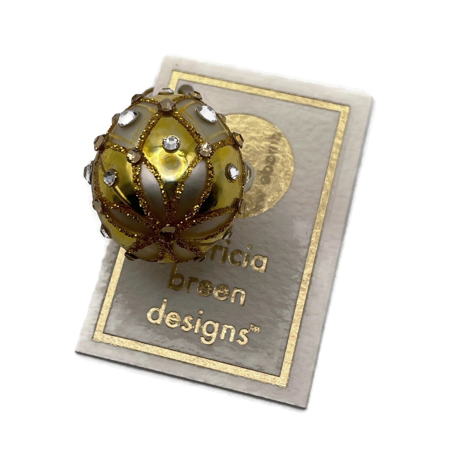 Patricia Breen Miniature Egg Grenelle Gold Easter Glass Christmas Ornament 5131