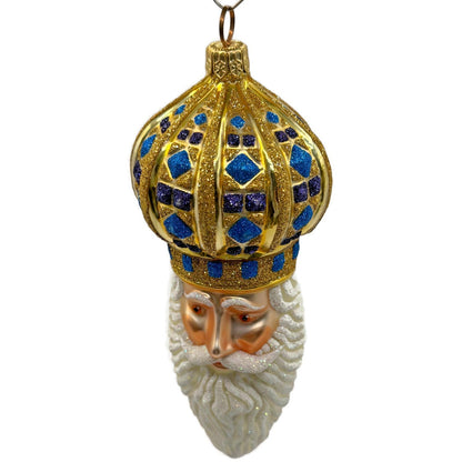 Patricia Breen Bijoux Noel Santa Claus Head Gold Crown Christmas Ornament 2101