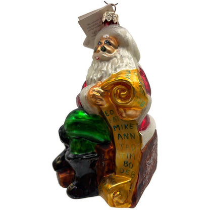 Christopher Radko Making A List Santa Claus Glass Christmas Ornament 97-222-0