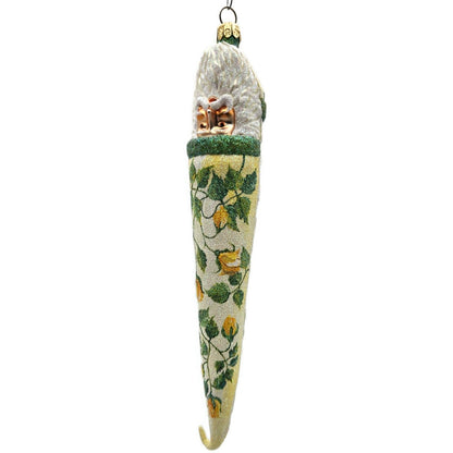 Patricia Breen Bowman Santa Yellow Roses Green Trim Spring Christmas Ornament