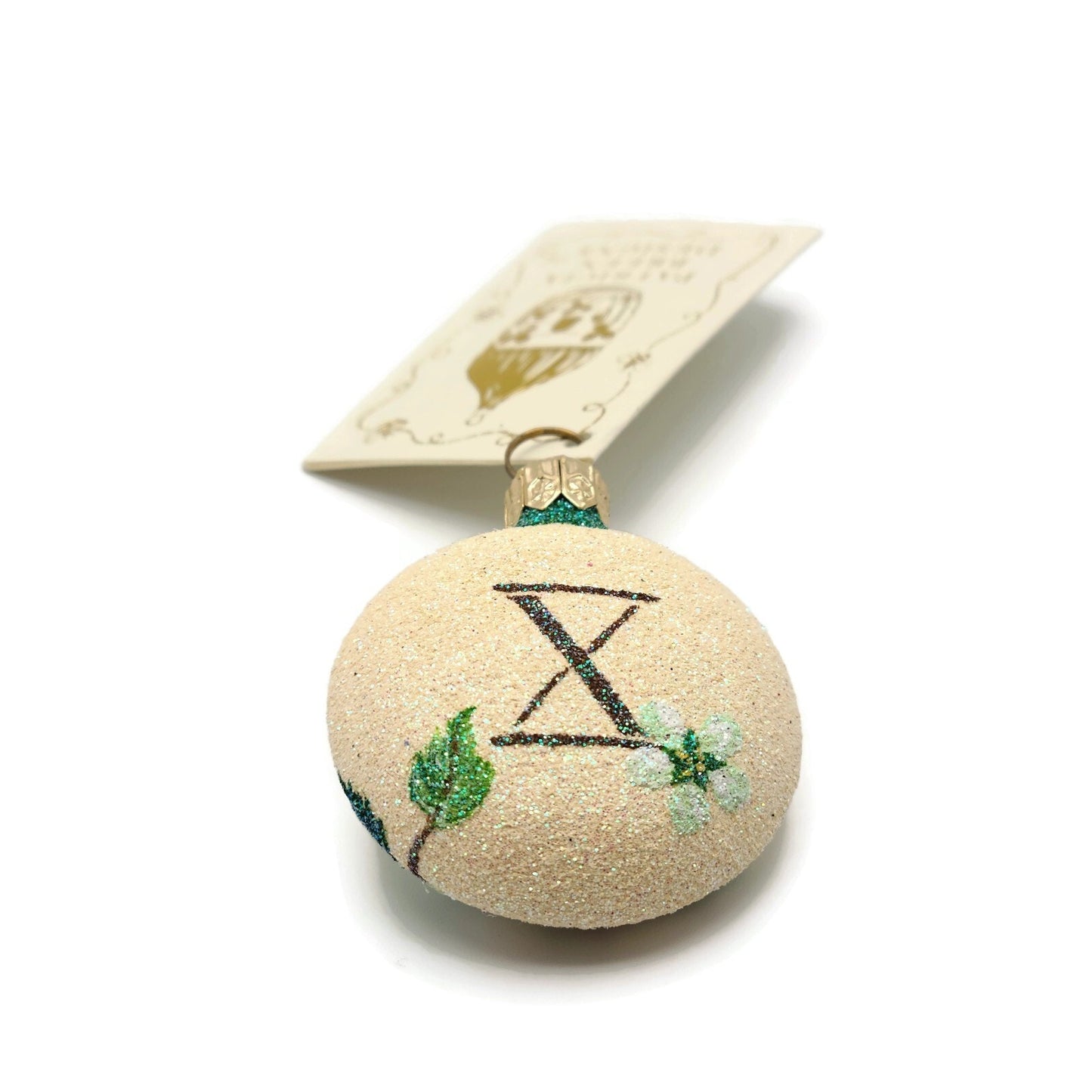 Patricia Breen Anniversary Medallion Spring Peach Basket Christmas Tree Ornament