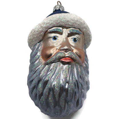 Patricia Breen Blow Ye Winds Blue Hat Santa Claus Head Christmas Tree Ornament