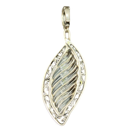 Carolyn Pollack Relios Leaf Shaped Pendant 925 Sterling Silver Scroll Filigree