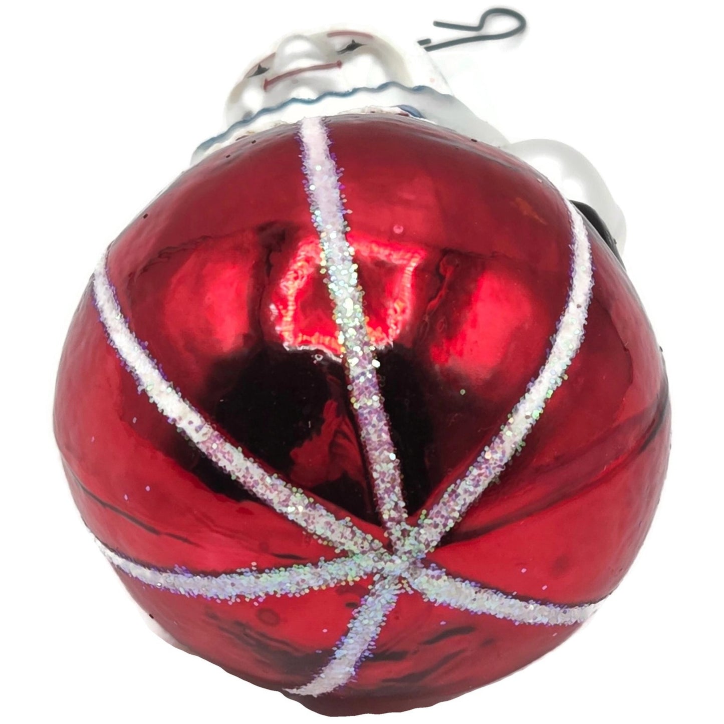 Christopher Radko Roly Poly Clown Red Silver Christmas Tree Ornament 91-032-1