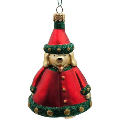 Patricia Breen Santas Helper Red Glittered Dotted Gold Christmas Tree Ornament
