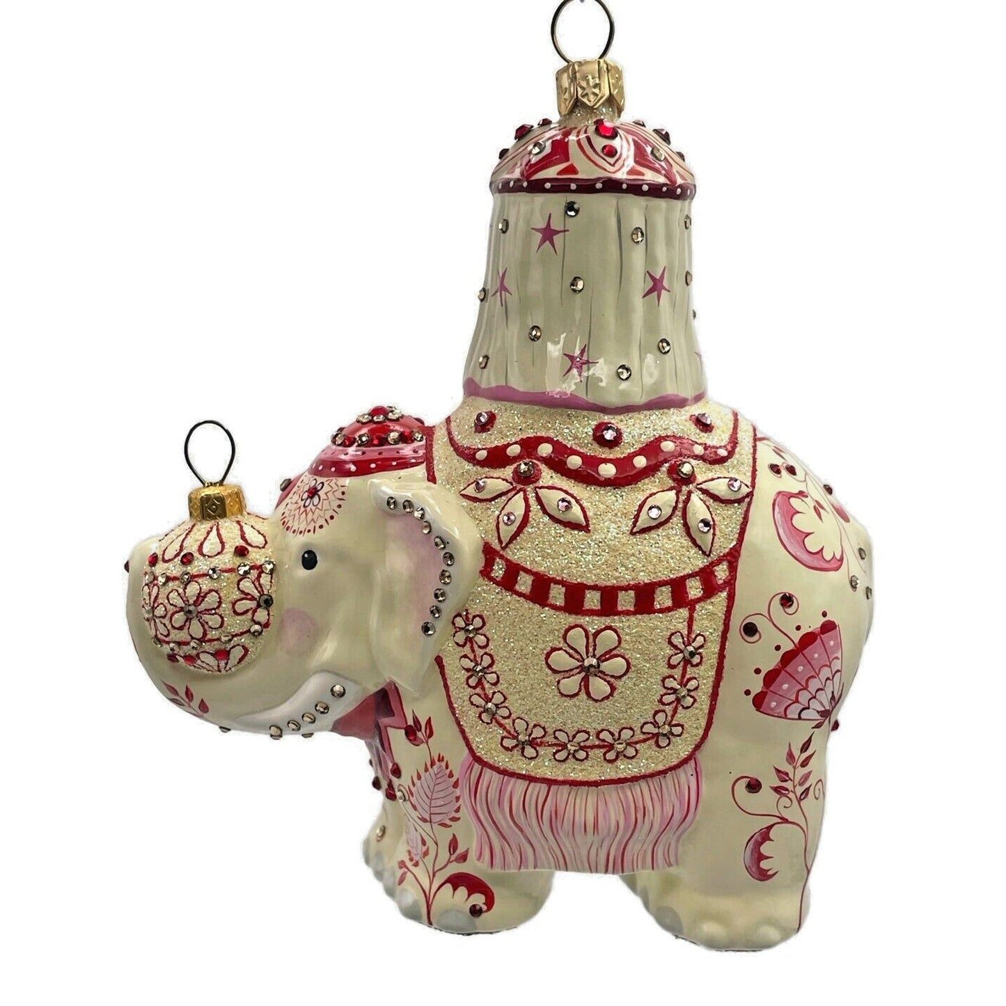 Patricia Breen Majestic Santa Chinoiserie Red Elephant Christmas Tree Ornament