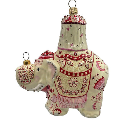 Patricia Breen Majestic Santa Chinoiserie Red Elephant Christmas Tree Ornament