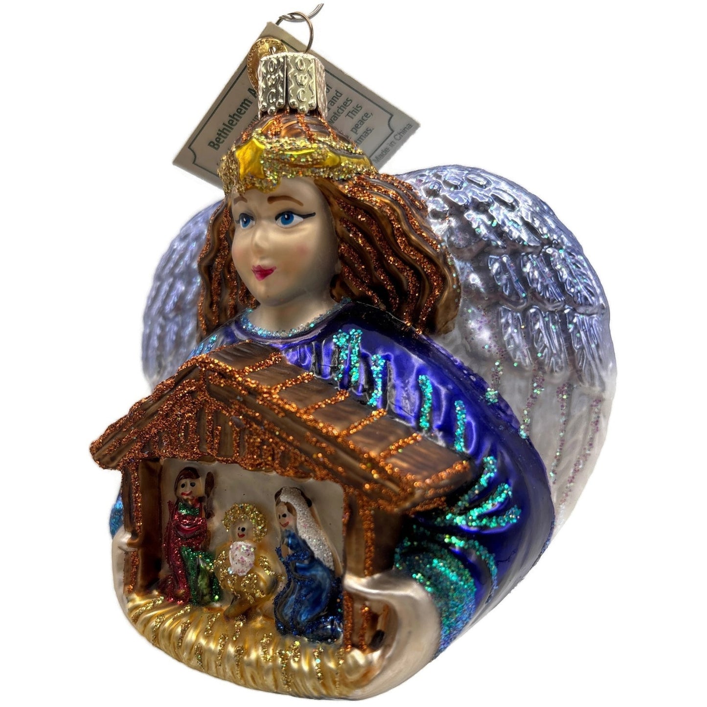 Bethlehem Angel Nativity Merck Family Old World Christmas Blue Holiday Ornament
