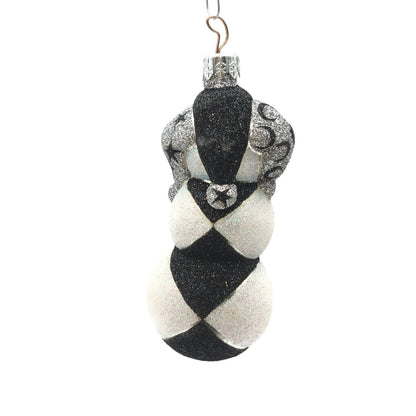 Patricia Breen Harlequin Snowman Black Silver Moons Christmas Tree Ornament