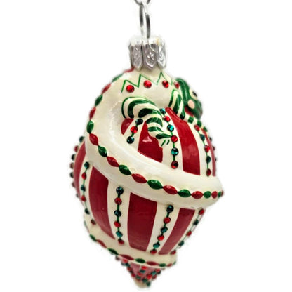 Patricia Breen Topping Chameleon Red Green Striped Christmas Tree Ornament
