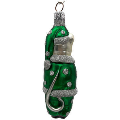 Patricia Breen Festive Mouse Green Silver Dots Christmas Tree Ornament