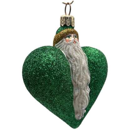 Patricia Breen Santa du Coeur Green Heart Santa Claus Valentine's Day Ornament