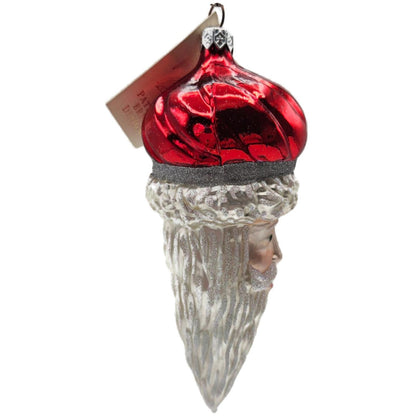 Patricia Breen Minsk Santa Red Shiny Santa Head Glass Christmas Ornament 9635