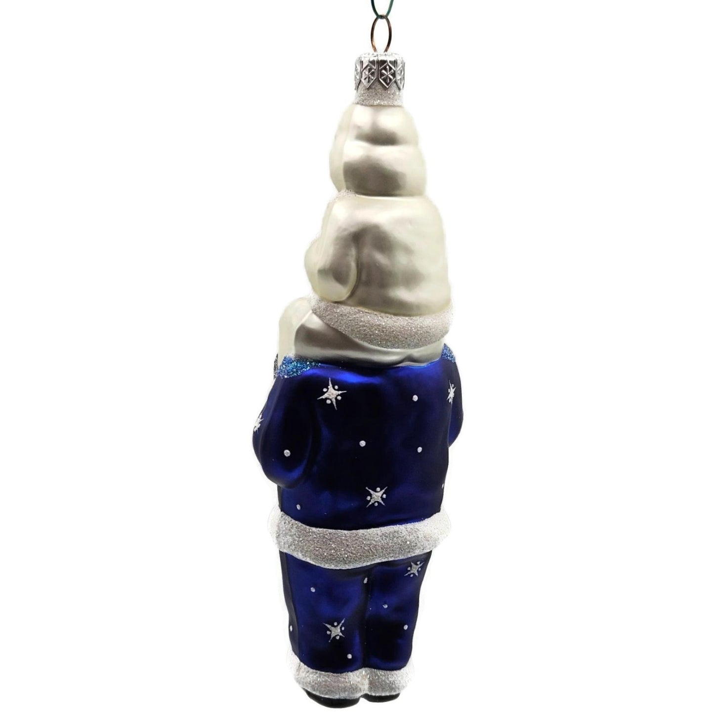 Patricia Breen Carry Me Santa Claus Cobalt Pearl Snowflakes Christmas Ornament