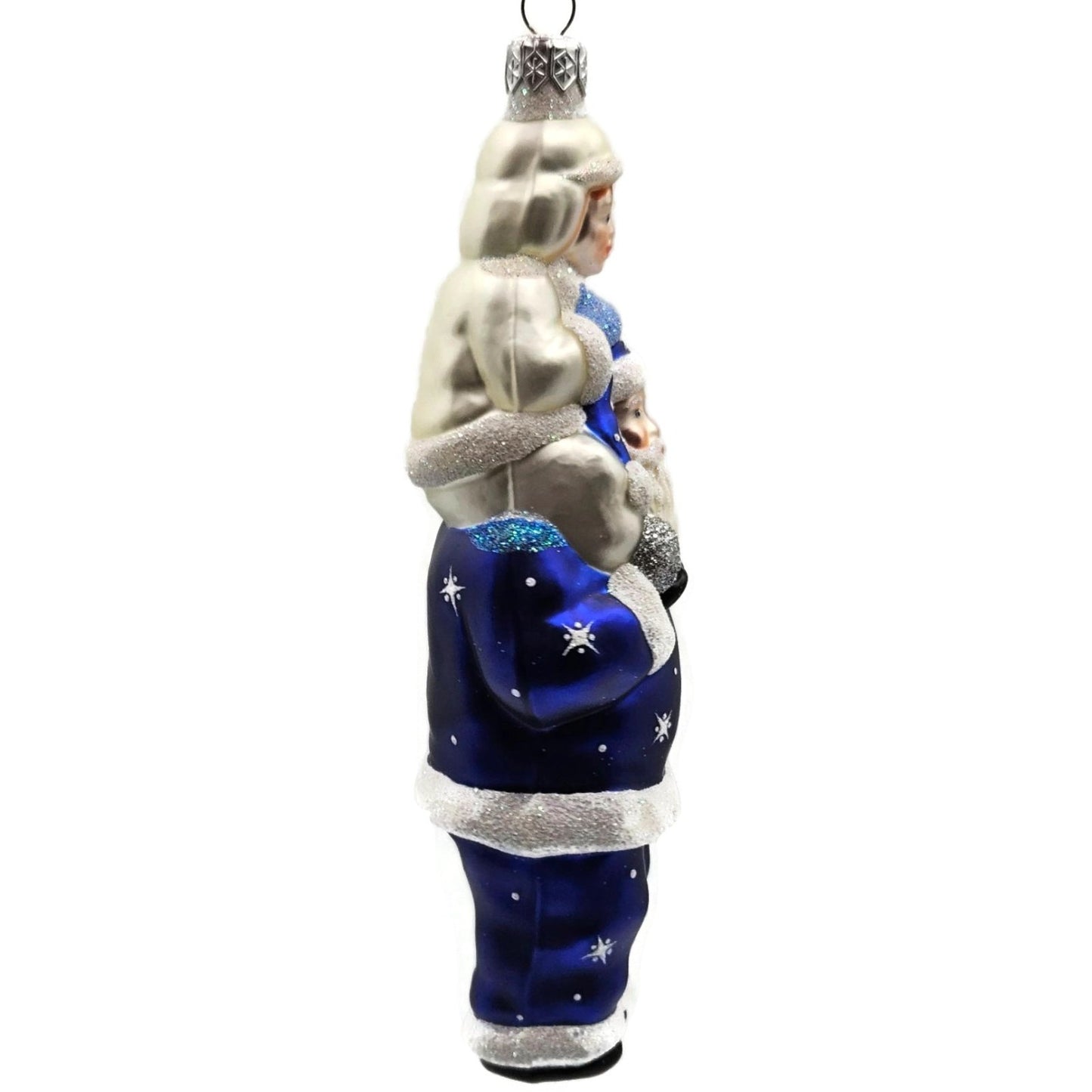 Patricia Breen Carry Me Santa Claus Cobalt Pearl Snowflakes Christmas Ornament