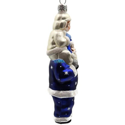 Patricia Breen Carry Me Santa Claus Cobalt Pearl Snowflakes Christmas Ornament