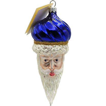 Patricia Breen Minsk Santa Claus Blue Shiny Gold Band Christmas Ornament 9635
