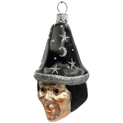 Patricia Breen Witch Hazel Black Hat Silver Moon Stars Halloween Ornament CO