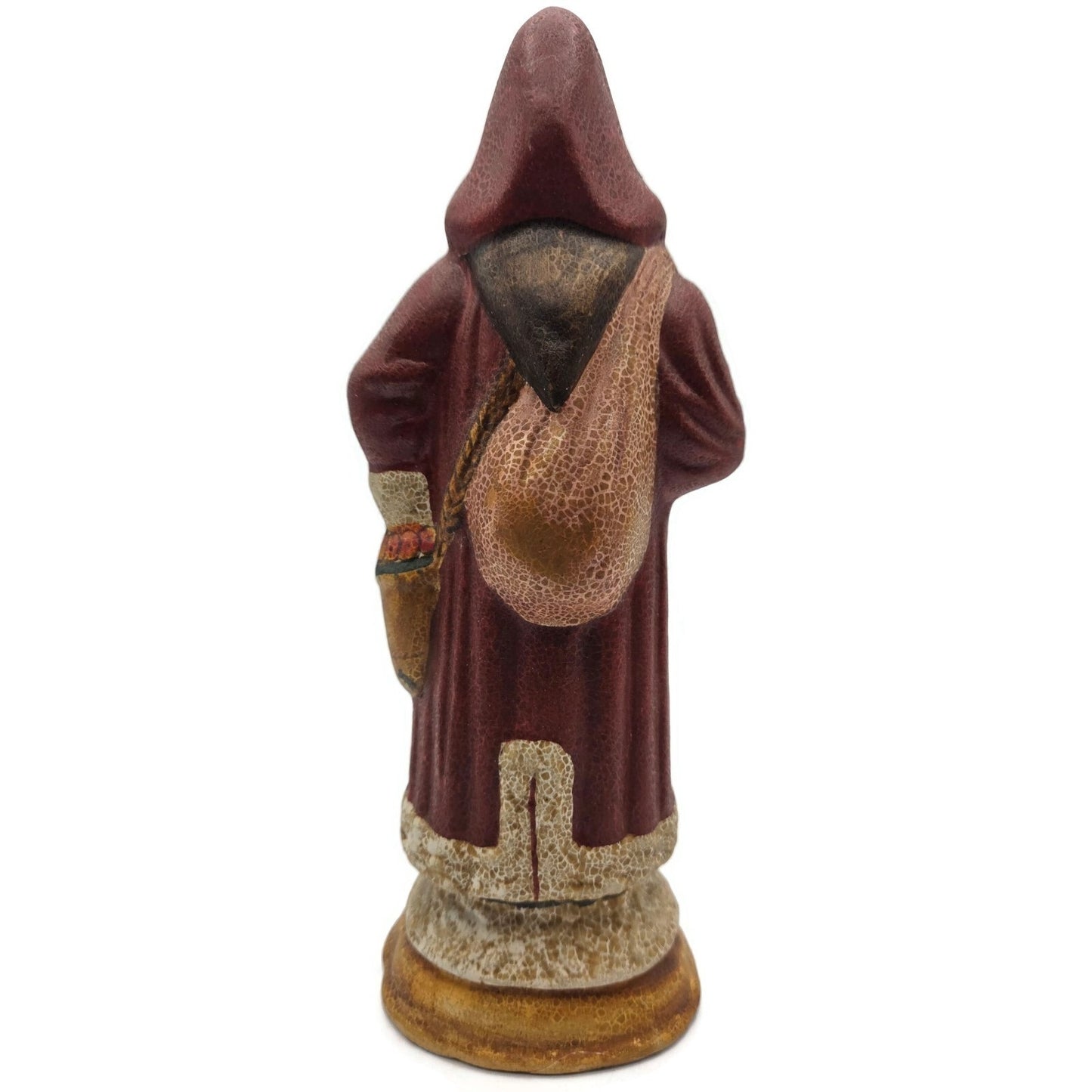 Vaillancourt Folk Art Country Home Red Father Christmas Sack Of Apples Figurine