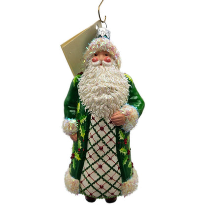 Patricia Breen Aberdeen Claus Jeweled Argyle Green Christmas Tree Ornament