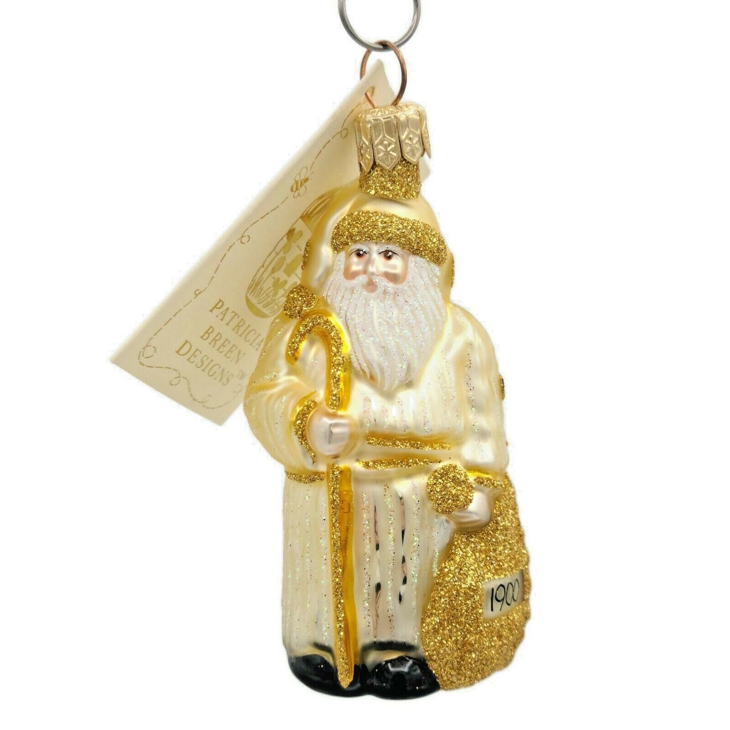 Patricia Breen Miniature Millennium Santa Gold 1900 2000 Christmas Tree Ornament