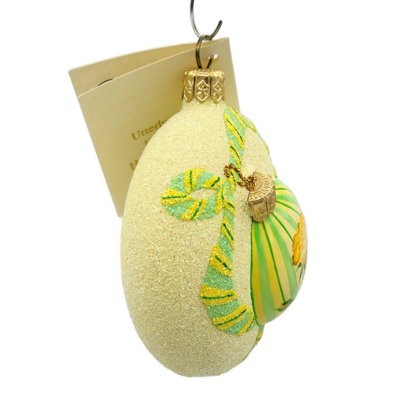 Patricia Breen Ornamental Medallion Yellow Roses Stripe Spring Ornament NM 2737