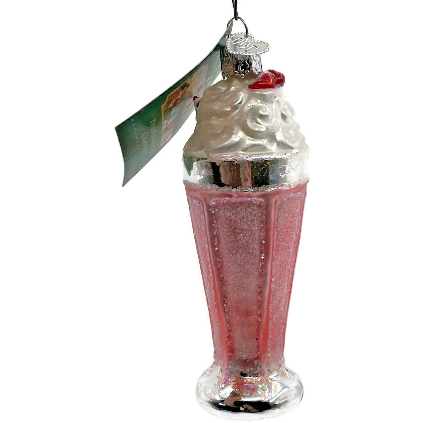 Milkshake Ice Cream Drink Pink Ornament Blown Glass OWC Old World Christmas Tree