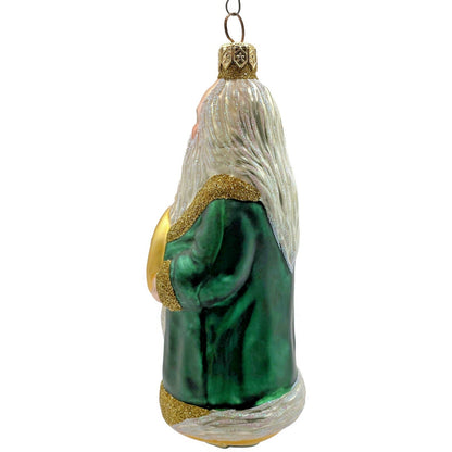 Patricia Breen Round Midnight Green Santa Claus Father Time Christmas Ornament