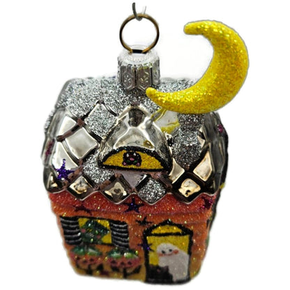Patricia Breen Creature Cottage Nodding Moon Ghost Glass Halloween Ornament 2560