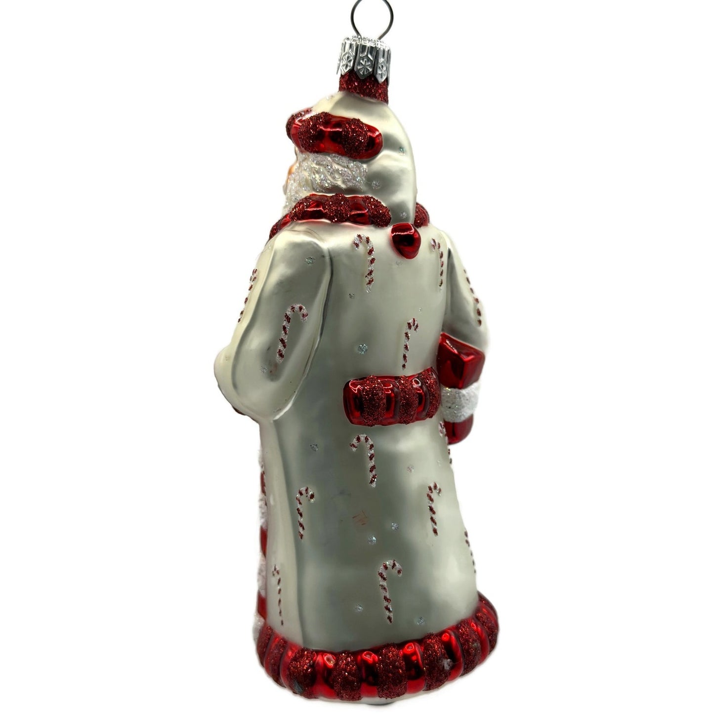 Patricia Breen Candy Cane Claus Red Matte Santa Present Christmas Ornament 2105