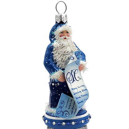 Patricia Breen Checking it Twice Midnight Blue Santa Jeweled Christmas Ornament