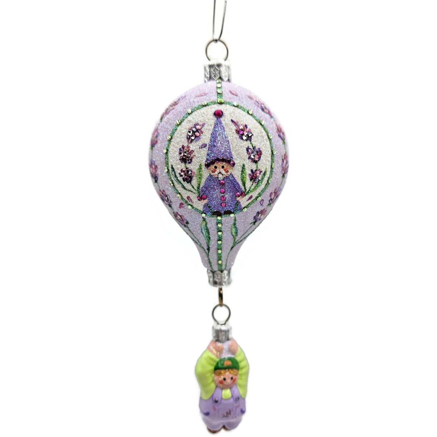 Patricia Breen Miniature Balloon Boy Lavender Floral Christmas Holiday Ornament