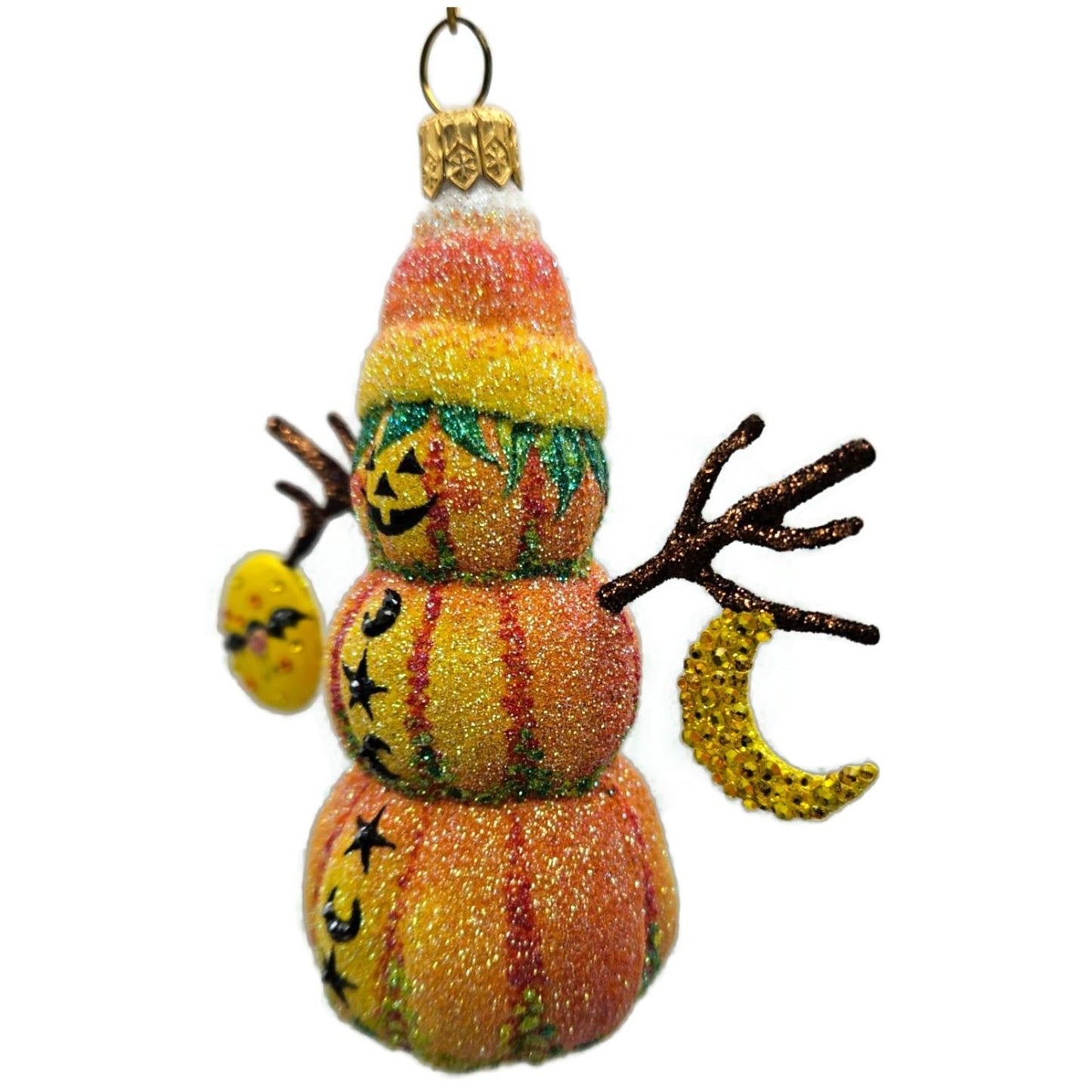 Patricia Breen Jolly Pumpkin Jack O Lantern Moon Striped Halloween Ornament 2917