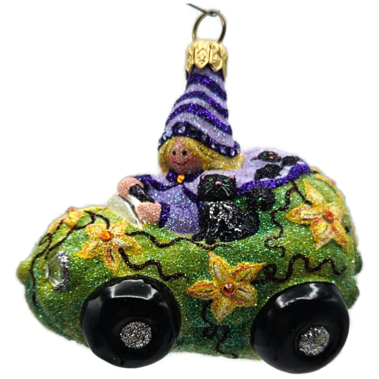 Patricia Breen Witch Way Green Lavender Hat Halloween Christmas Tree Ornament NM