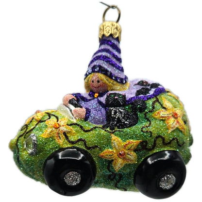 Patricia Breen Witch Way Green Lavender Hat Halloween Christmas Tree Ornament NM