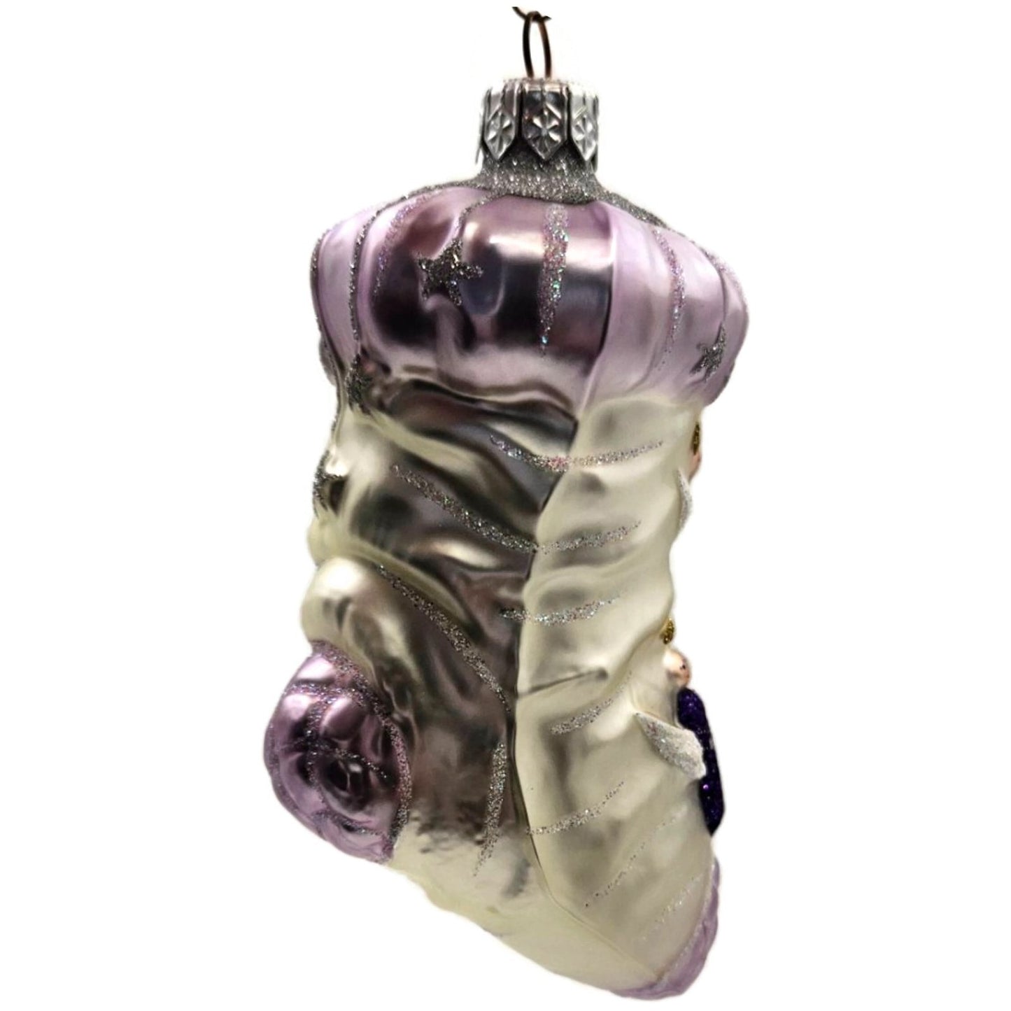 Patricia Breen Angel Stocking Lavender Glitter Stars Christmas Tree Ornament